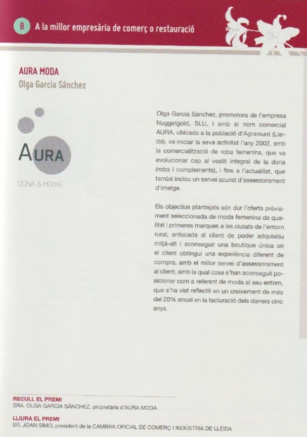 Olga Garcia — Premi FUNDE, pàgina del programa